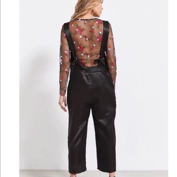 silence + noise black satin overalls jumpsuit - Picture 2 of 3